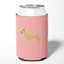 Load image into Gallery viewer, Border Terrier Checkerboard Pink Can or Bottle Hugger BB3589CC