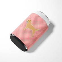 Load image into Gallery viewer, Border Terrier Checkerboard Pink Can or Bottle Hugger BB3589CC