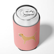 Load image into Gallery viewer, Border Terrier Checkerboard Pink Can or Bottle Hugger BB3589CC