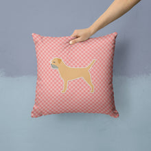 Load image into Gallery viewer, Border Terrier Checkerboard Pink Throw Pillow - 14x14 Decorative Pillow – Art for Your Home &amp; Patio BB3589PW1414