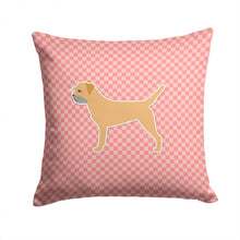 Load image into Gallery viewer, Border Terrier Checkerboard Pink Throw Pillow - 14x14 Decorative Pillow – Art for Your Home &amp; Patio BB3589PW1414