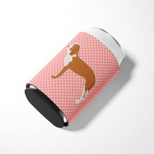 Load image into Gallery viewer, Spanish Hound Checkerboard Pink Can or Bottle Hugger BB3591CC