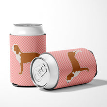 Load image into Gallery viewer, Spanish Hound Checkerboard Pink Can or Bottle Hugger BB3591CC