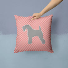 Load image into Gallery viewer, Kerry Blue Terrier Checkerboard Pink Throw Pillow - 14x14 Decorative Pillow – Art for Your Home &amp; Patio BB3592PW1414