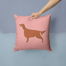 Load image into Gallery viewer, Irish Setter Checkerboard Pink Throw Pillow - 14x14 Decorative Pillow – Art for Your Home &amp; Patio BB3593PW1414