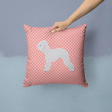 Load image into Gallery viewer, Bedlington Terrier Checkerboard Pink Throw Pillow - 14x14 Decorative Pillow – Art for Your Home &amp; Patio BB3594PW1414