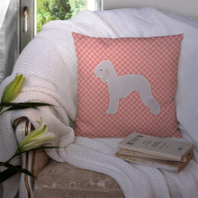 Load image into Gallery viewer, Bedlington Terrier Checkerboard Pink Throw Pillow - 14x14 Decorative Pillow – Art for Your Home &amp; Patio BB3594PW1414