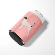 Load image into Gallery viewer, English Pointer Checkerboard Pink Can or Bottle Hugger BB3595CC