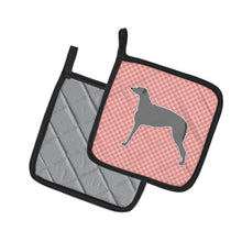 Load image into Gallery viewer, Scottish Deerhound Checkerboard Pink Pot Holders - Set of 2 - Heat-Resistant Kitchen Essentials BB3596PTHD