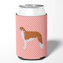 Load image into Gallery viewer, Borzoi Russian Greyhound Checkerboard Pink Can or Bottle Hugger BB3599CC