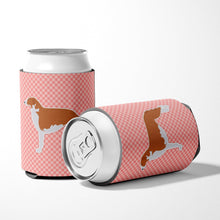 Load image into Gallery viewer, Borzoi Russian Greyhound Checkerboard Pink Can or Bottle Hugger BB3599CC