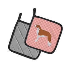 Load image into Gallery viewer, Borzoi Russian Greyhound Checkerboard Pink Pot Holders - Set of 2 - Heat-Resistant Kitchen Essentials BB3599PTHD