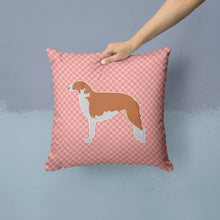Load image into Gallery viewer, Borzoi Russian Greyhound Checkerboard Pink Throw Pillow - 14x14 Decorative Pillow – Art for Your Home &amp; Patio BB3599PW1414