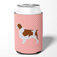 Load image into Gallery viewer, Welsh Springer Spaniel Checkerboard Pink Can or Bottle Hugger BB3600CC