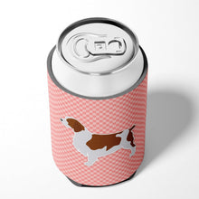 Load image into Gallery viewer, Welsh Springer Spaniel Checkerboard Pink Can or Bottle Hugger BB3600CC