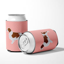 Load image into Gallery viewer, Welsh Springer Spaniel Checkerboard Pink Can or Bottle Hugger BB3600CC