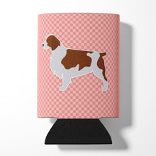Load image into Gallery viewer, Welsh Springer Spaniel Checkerboard Pink Can or Bottle Hugger BB3600CC