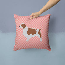 Load image into Gallery viewer, Welsh Springer Spaniel Checkerboard Pink Throw Pillow - 14x14 Decorative Pillow – Art for Your Home &amp; Patio BB3600PW1414