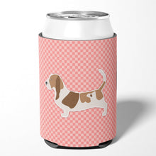 Load image into Gallery viewer, Basset Hound Checkerboard Pink Can or Bottle Hugger BB3602CC