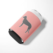 Load image into Gallery viewer, Irish Wolfhound Checkerboard Pink Can or Bottle Hugger BB3603CC