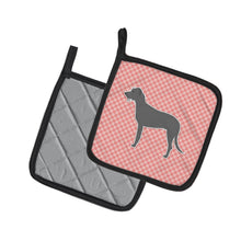 Load image into Gallery viewer, Irish Wolfhound Checkerboard Pink Pot Holders - Set of 2 - Heat-Resistant Kitchen Essentials BB3603PTHD