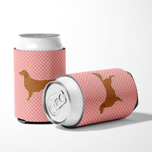 Load image into Gallery viewer, Golden Retriever Checkerboard Pink Can or Bottle Hugger BB3604CC