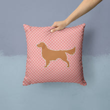 Load image into Gallery viewer, Golden Retriever Checkerboard Pink Throw Pillow - 14x14 Decorative Pillow – Art for Your Home &amp; Patio BB3604PW1414