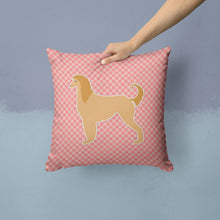 Load image into Gallery viewer, Afghan Hound Checkerboard Pink Throw Pillow - 14x14 Decorative Pillow – Art for Your Home &amp; Patio BB3606PW1414