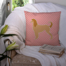 Load image into Gallery viewer, Afghan Hound Checkerboard Pink Throw Pillow - 14x14 Decorative Pillow – Art for Your Home &amp; Patio BB3606PW1414
