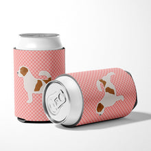 Load image into Gallery viewer, Jack Russell Terrier Checkerboard Pink Can or Bottle Hugger BB3607CC