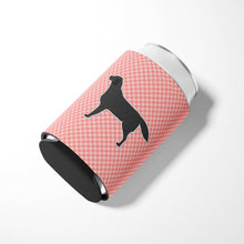 Load image into Gallery viewer, Black Labrador Retriever Checkerboard Pink Can or Bottle Hugger BB3608CC