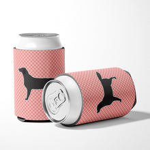 Load image into Gallery viewer, Black Labrador Retriever Checkerboard Pink Can or Bottle Hugger BB3608CC
