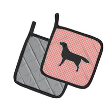 Load image into Gallery viewer, Black Labrador Retriever Checkerboard Pink Pot Holders - Set of 2 - Heat-Resistant Kitchen Essentials BB3608PTHD
