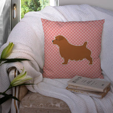 Load image into Gallery viewer, Norfolk Terrier Checkerboard Pink Throw Pillow - 14x14 Decorative Pillow – Art for Your Home &amp; Patio BB3609PW1414