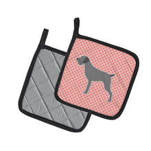 Load image into Gallery viewer, German Wirehaired Pointer Checkerboard Pink Pot Holders - Set of 2 - Heat-Resistant Kitchen Essentials BB3611PTHD
