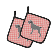 Load image into Gallery viewer, German Wirehaired Pointer Checkerboard Pink Pot Holders - Set of 2 - Heat-Resistant Kitchen Essentials BB3611PTHD