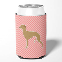 Load image into Gallery viewer, Italian Greyhound Checkerboard Pink Can or Bottle Hugger BB3614CC