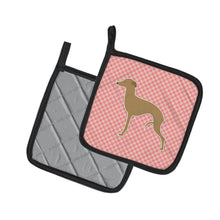 Load image into Gallery viewer, Italian Greyhound Checkerboard Pink Pot Holders - Set of 2 - Heat-Resistant Kitchen Essentials BB3614PTHD