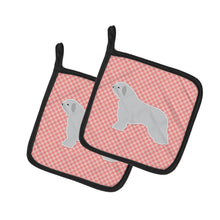 Load image into Gallery viewer, Spanish Water Dog Checkerboard Pink Pot Holders - Set of 2 - Heat-Resistant Kitchen Essentials BB3615PTHD