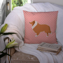 Load image into Gallery viewer, Collie Checkerboard Pink Throw Pillow - 14x14 Decorative Pillow – Art for Your Home &amp; Patio BB3616PW1414