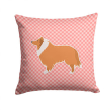 Load image into Gallery viewer, Collie Checkerboard Pink Throw Pillow - 14x14 Decorative Pillow – Art for Your Home &amp; Patio BB3616PW1414