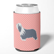 Load image into Gallery viewer, Bearded Collie Checkerboard Pink Can or Bottle Hugger BB3617CC