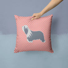 Load image into Gallery viewer, Bearded Collie Checkerboard Pink Throw Pillow - 14x14 Decorative Pillow – Art for Your Home &amp; Patio BB3617PW1414