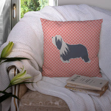 Load image into Gallery viewer, Bearded Collie Checkerboard Pink Throw Pillow - 14x14 Decorative Pillow – Art for Your Home &amp; Patio BB3617PW1414