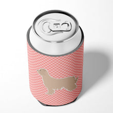 Load image into Gallery viewer, Pyrenean Shepherd Checkerboard Pink Can or Bottle Hugger BB3618CC