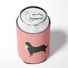 Load image into Gallery viewer, Bernese Mountain Dog Checkerboard Pink Can or Bottle Hugger BB3619CC