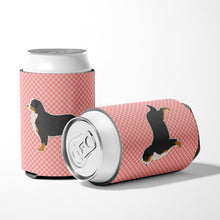 Load image into Gallery viewer, Bernese Mountain Dog Checkerboard Pink Can or Bottle Hugger BB3619CC