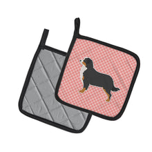 Load image into Gallery viewer, Bernese Mountain Dog Checkerboard Pink Pot Holders - Set of 2 - Heat-Resistant Kitchen Essentials BB3619PTHD