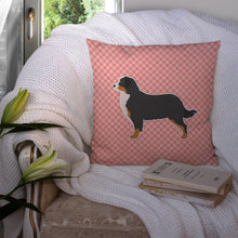 Load image into Gallery viewer, Bernese Mountain Dog Checkerboard Pink Throw Pillow - 14x14 Decorative Pillow – Art for Your Home &amp; Patio BB3619PW1414