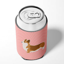 Load image into Gallery viewer, Corgi Checkerboard Pink Can or Bottle Hugger BB3620CC